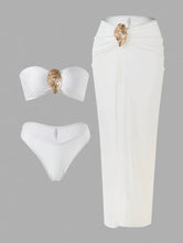 Load image into Gallery viewer, White swimsuit with a sophisticated, high-stretch French design and Sarong S