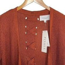 Load image into Gallery viewer, Pinque Stitch Fix Cardigan Sweater Women Artisan Rust Knit Open Front M
