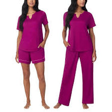 Load image into Gallery viewer, Carole Hochman Midnight Women's 3-piece Elastic Waistband PJ Set Hot Pink S