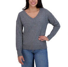 Load image into Gallery viewer, Lucky Brand Women's V-Neck Sweater Medium Heather Grey L