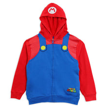 Load image into Gallery viewer, Boys 8-20 Nintendo Super Mario Bros Overall Zip Hoodie Blue/Red L=14/16