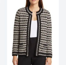 Load image into Gallery viewer, Anne Klein Women's Mix-Stitch Open-Front Short Cardigan Bk/White M