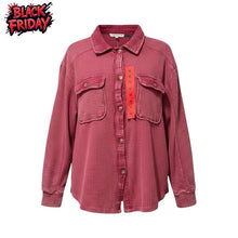 Load image into Gallery viewer, From Free People Briggs Women's Button Front Waffle Shirt Dark Pink M