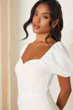 Load image into Gallery viewer, NWOT Lulus Bridal No Greater Love White Puff Sleeve Maxi Dress M