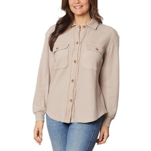 Load image into Gallery viewer, From Free People Briggs Women's Button Front Waffle Shirt Tan M