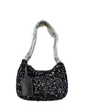 Load image into Gallery viewer, Nicole Miller Black Sequin Shoulder Bag Purse Formal Dressy Date