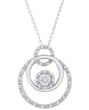 Load image into Gallery viewer, R H Macy & Co Diamond Triple Circle 18" Pendant Necklace (1/10 ct. t.w.)