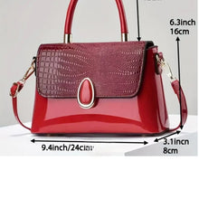 Load image into Gallery viewer, Andrea’s Deals Crocodile Pattern Handbag, Elegant Glossy Tote Bag, Blue