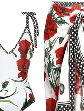 Load image into Gallery viewer, AD Floral Pattern 2 Piece Swimsuits Red Multi S