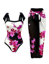 Load image into Gallery viewer, AD Floral Pattern 2 Piece Swimsuits Rose Red M