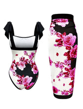 Load image into Gallery viewer, AD Floral Pattern 2 Piece Swimsuits Rose Red M