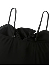 Load image into Gallery viewer, AD Two-piece Fashionable Bow One-piece Swimsuit, Solid Color Retro Skirt Black XL