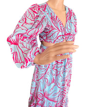 Load image into Gallery viewer, Jessica Simpson Blue & Pink Tropical Maxi Dress M