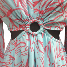 Load image into Gallery viewer, Jessica Simpson Blue & Pink Tropical Maxi Dress M