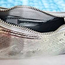 Load image into Gallery viewer, Nicole Miller Silver Sequin Adjustable strap Shoulder Bag