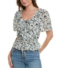 Load image into Gallery viewer, 7 FOR ALL MANKIND Peasant Top Toile Green XS