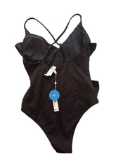 Load image into Gallery viewer, Cupshe Women's Swimwear Black Ruffled One Piece Swimsuit Neckline Monokini L