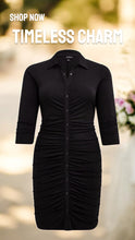 Load image into Gallery viewer, Torrid At The Knee Studio Knit Shirred Shirtdress Black 3 3X 22 24