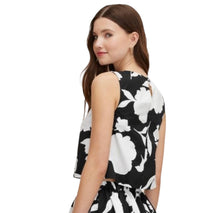 Load image into Gallery viewer, Kate Spade Black White Top Floral 100% Cotton Shell Tank *SMALL*