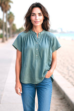 Load image into Gallery viewer, Universal Thread Women's Popover Short Sleeve Blouse, Small - Blue