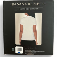Load image into Gallery viewer, Banana Republic Women's Ribbed Crewneck T-Shirt, 3-pack Grey, White, Bk L