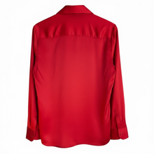 Load image into Gallery viewer, A new day ong Sleeve Collared Satin Button Down Shirt Scarlet Red. XS