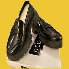 Load image into Gallery viewer, Bamboo Women’s Penny Loafers Black Platform Size 7.5 Color: Black