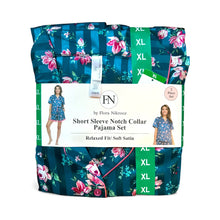 Load image into Gallery viewer, Flora Nikrooz Women's Notch Collar Soft Satin Blue PJ Set XL