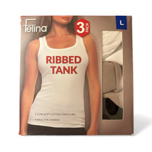 Load image into Gallery viewer, Felina Cotton Ribbed Tank Top 3-Pack Calm Seas L