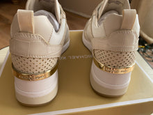 Load image into Gallery viewer, Michael Kors Crista Canvas and Crocodile Embossed Trainer. Size 9.5