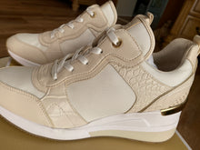 Load image into Gallery viewer, Michael Kors Crista Canvas and Crocodile Embossed Trainer. Size 9.5