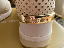 Load image into Gallery viewer, Michael Kors Crista Canvas and Crocodile Embossed Trainer. Size 9.5