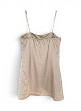 Load image into Gallery viewer, NWT Charmed Hearts Waiting All Night Satin Feather Dress Beige L
