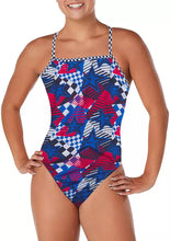 Load image into Gallery viewer, NWT Speedo Pro LT Women's Printed Double Crossback Swimsuit Overdrive 32-M
