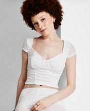 Load image into Gallery viewer, NWT Wild Fable Women’s White Short Sleeve Lace Bustier Top Y2k Large

