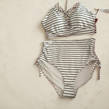 Load image into Gallery viewer, CALIA Double Strap Triangle Bikini Top &amp; High Waisted Ruched Side Tie Bottom L Untitled May23_19:59:45

