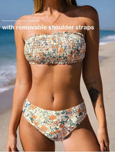 Load image into Gallery viewer, NWT CUPSHE Women's Floral Smocked Bandeau Bikini Set L
