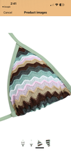 Load image into Gallery viewer, NWT Seamoly Chevron Crochet Bikini In Colorblock Sage Green multi L
