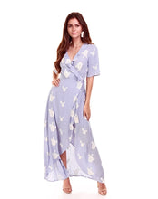 Load image into Gallery viewer, NWT Lost + Wander Iris Ruffled Floral Print Short Sleeve Maxi Wrap Dress. M

