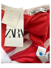 Load image into Gallery viewer, NWT Zara Terry Cloth Cutout Bra Top Red &amp; White M
