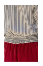 Load image into Gallery viewer, NWT Free People Rosemary Top Cropped Silhouette Striped  Ivory/Blue M
