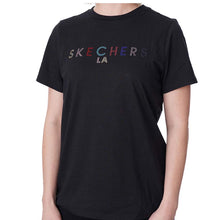 Load image into Gallery viewer, NWT Women Skechers LA "Shine" Rhinestone Logo Tee Black XL
