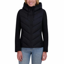 Load image into Gallery viewer, NWT DKNY Women's Hooded Scuba Packable Puffer Coat in black XL
