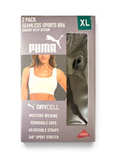 Load image into Gallery viewer, NWT Women’s PUMA 2PK Seamless Sport Bra Size XL
360 Stretch Drycell Grey/Black
