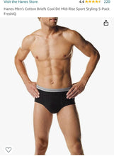 Load image into Gallery viewer, NWT Hanes Men's Cotton Briefs Cool Dri Mid-Rise Sport Styling 5-Pack FreshiQ 2XL
