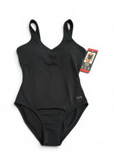 Load image into Gallery viewer, NWT TYR Women's Solid V-Neck Swimsuit Black M
