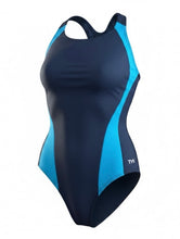 Load image into Gallery viewer, NWT TYR Women's Maxfit Splice One-Piece Swimsuit Navy/Turquoise 10
