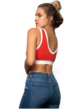 Load image into Gallery viewer, NWT Zara Terry Cloth Cutout Bra Top Red &amp; White M
