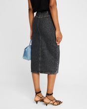 Load image into Gallery viewer, NWT Iro Clarysse Faded Denim Midi Skirt Black Stone Size 38
