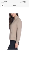Load image into Gallery viewer, NWT Skechers Stretch Ribbed Quarter Zip Pullover with Kangaroo Pocket Tan L
